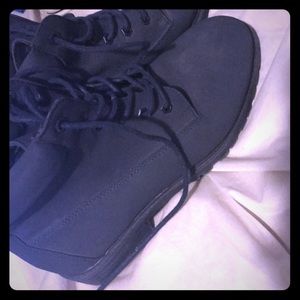 Blue lace up boots
